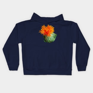 Orange Safflower Floral Photo Cutout Kids Hoodie